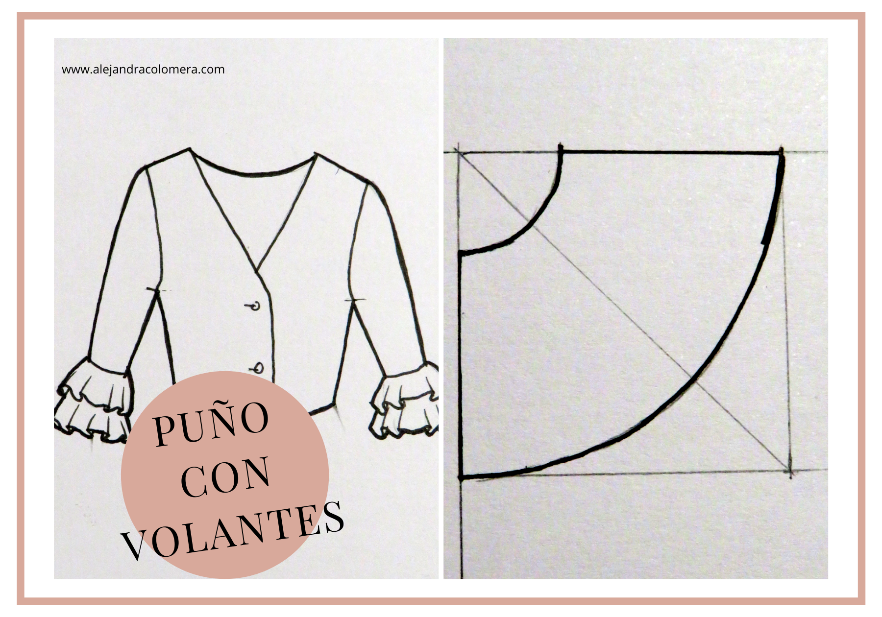 Cómo el patrón de manga con puños de volantes Alejandra Colomera | Acf Studio