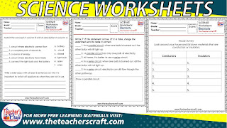 SCIENCE V- ELECTRICITY WORKSHEETS - The Teacher's Craft