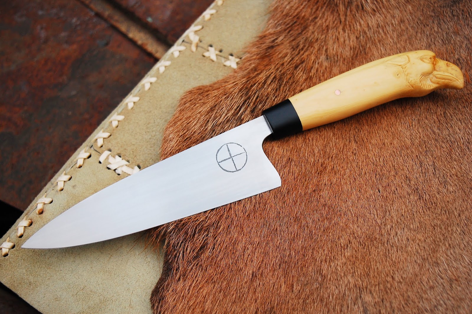 Carved Griffin head kitchen knife