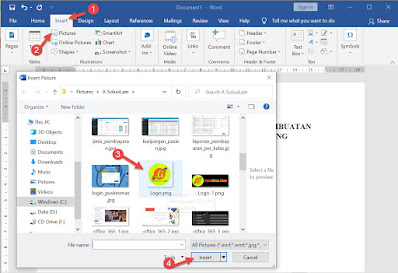 Insert Picture untuk memasukkan logo/lambang