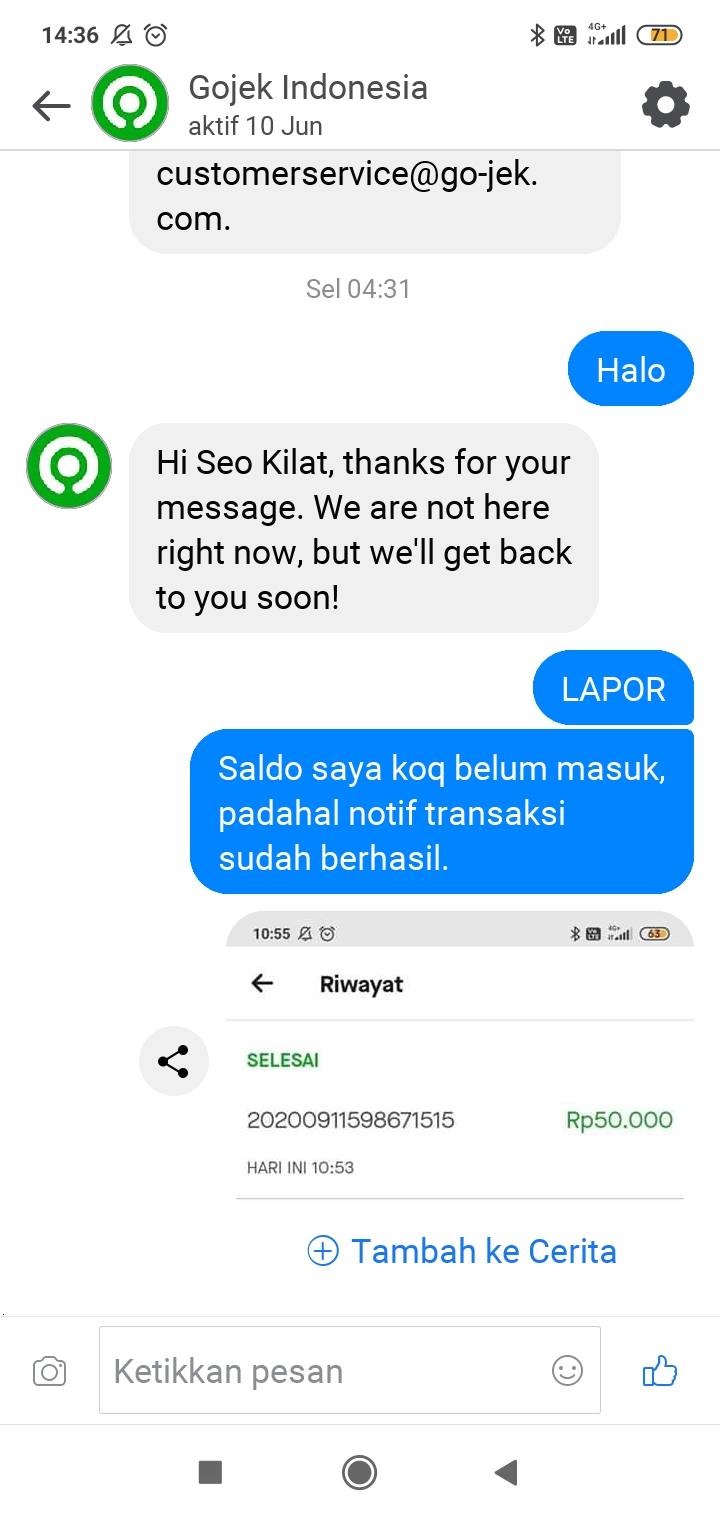 Saldo gopay tidak masuk