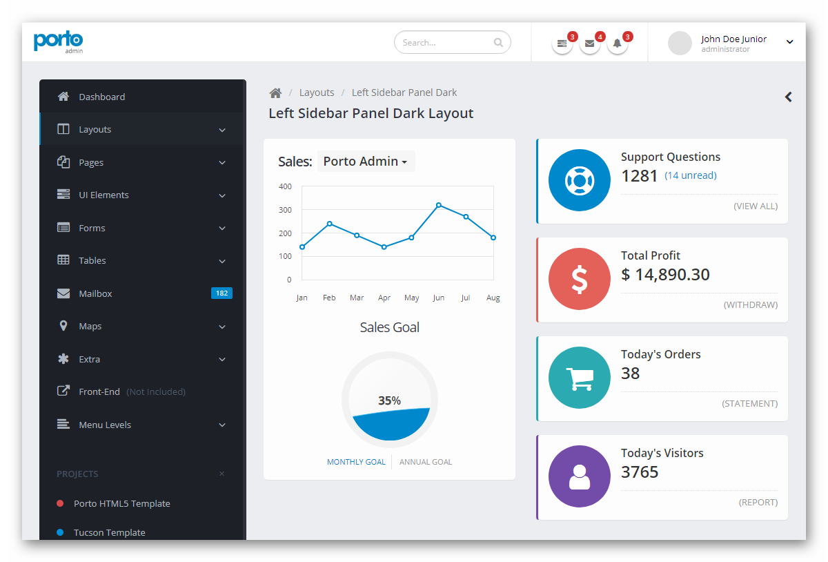 Porto Admin Template site Html5 Rully Studio