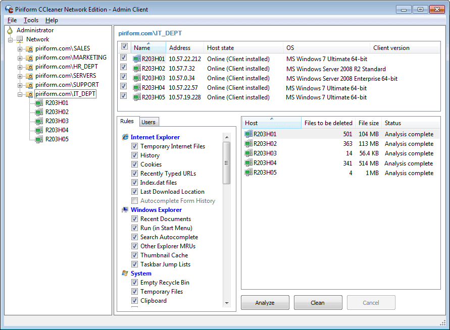 Admin Client Screenshot CCleaner Network Edition Admin Client Screenshot