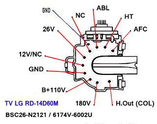 Data Pin Out Flyback BSC26-N2121, 6174V-6002U TV LG RD-14D60M