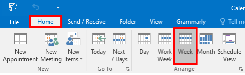 Outlookのカレンダービューを変更する