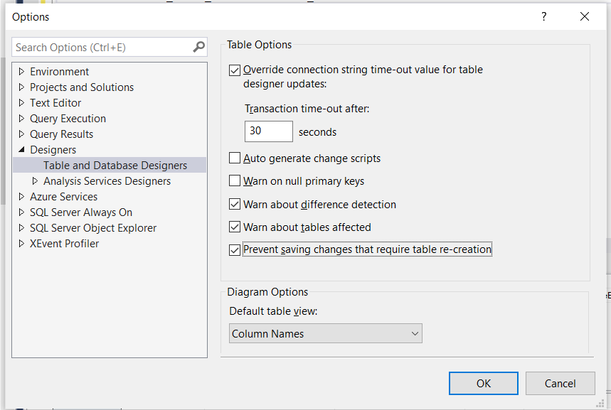 Arjun Dhilod SQL server can't save/change table design