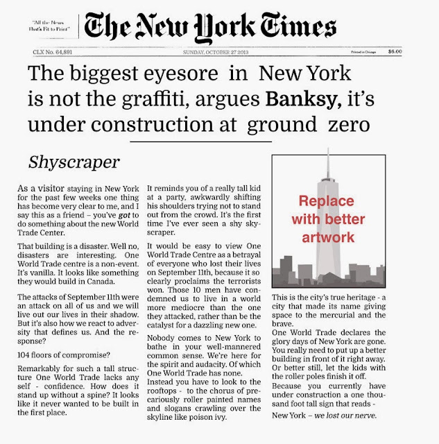 "This Site Contains Blocked Messages" By Banksy For Better Out Than In Day 27 - New Street Piece By The British Artist On The Streets Of New York City. 2