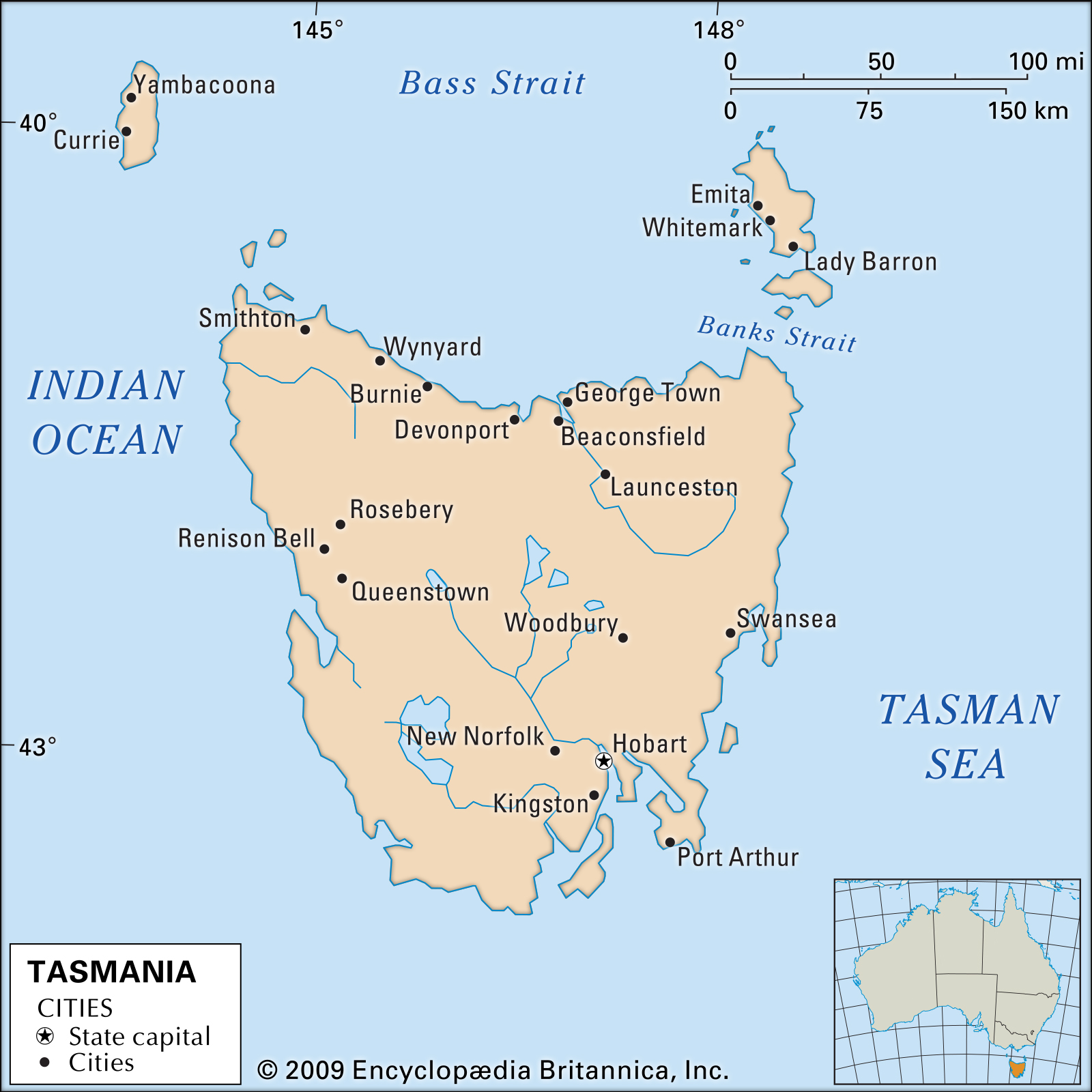 Map Of Tasmania Australia | World Image Map Of Tasmania Australia | World Image