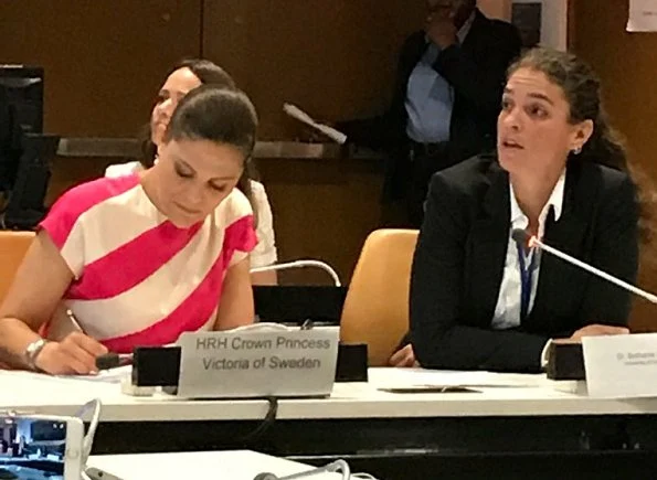 Crown Princess Victoria attended at a meeting on plastic waste in coastal and marine environment in General Assembly building, housing the United Nations General Assembly as part of the Ocean Conference