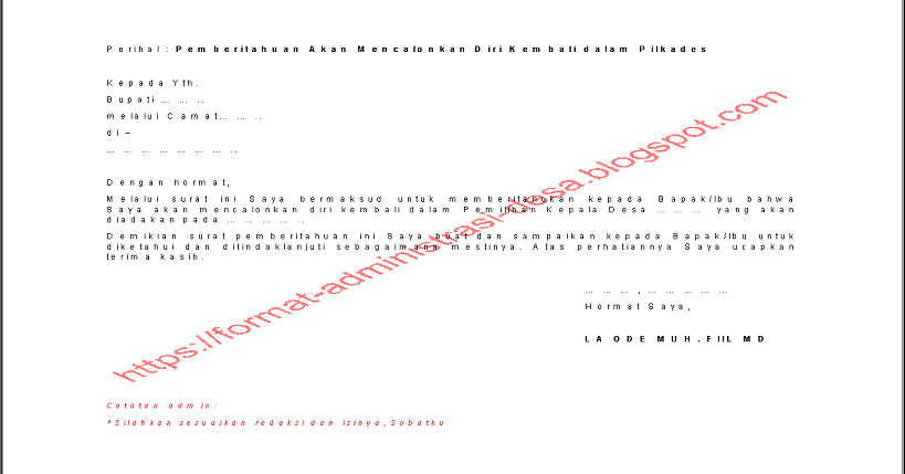 Contoh Surat Permohonan Izin Cuti Kepala Desa Contoh Format Administrasi Desa