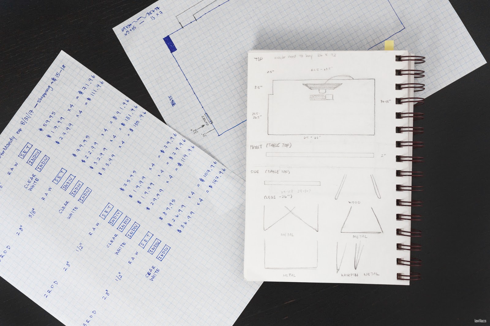 lavlilacs Custom Hairpin Desk planning