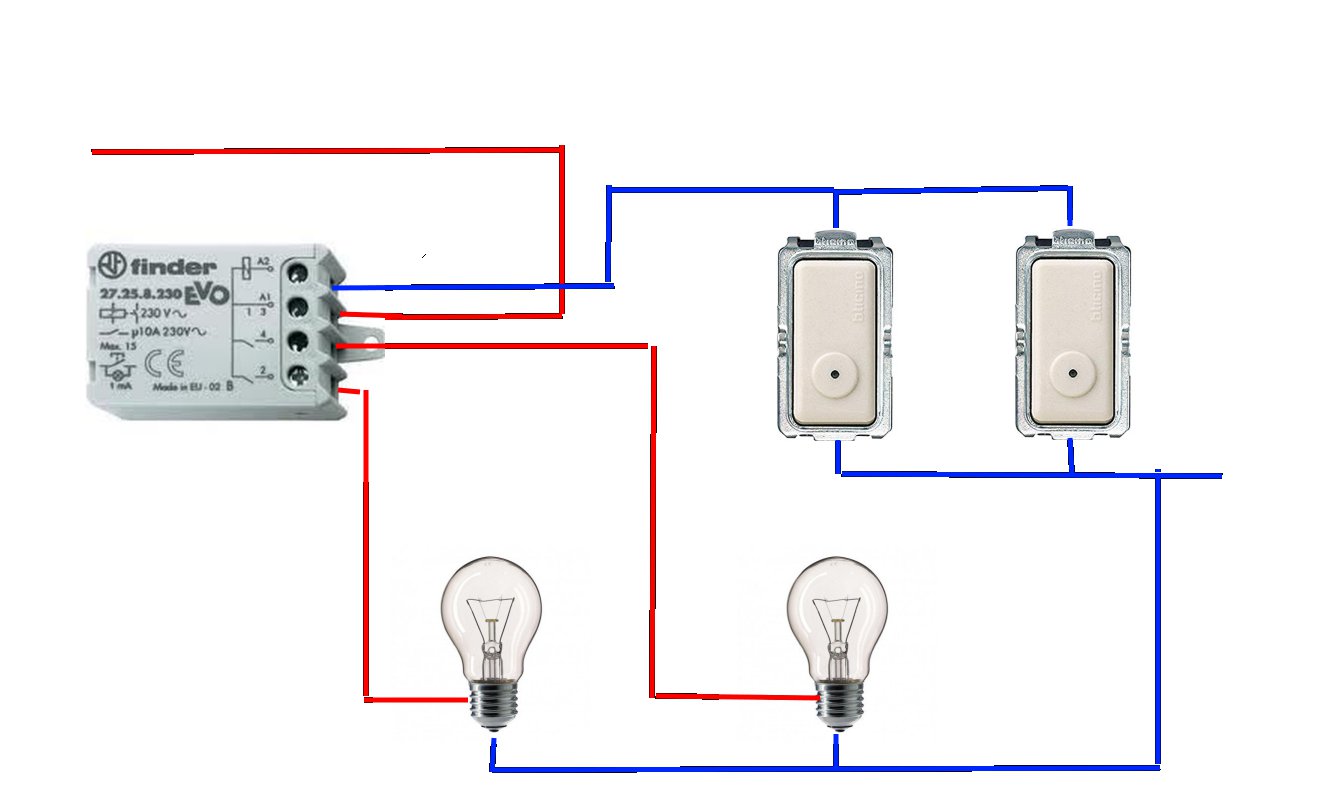Как подключить беспроводной выключатель. Двойной выключатель l1 l2. Схема подключения 2 лампочек и выключателя. Схема двойного выключателя l1 l2. Беспроводной выключатель света с реле схема подключения.