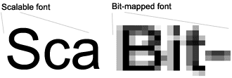 Resultado de imagem para fontes bitmapped e escaladas