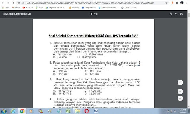 Contoh soal tes P3K guru IPS SMP lengkap dengan jawabannya