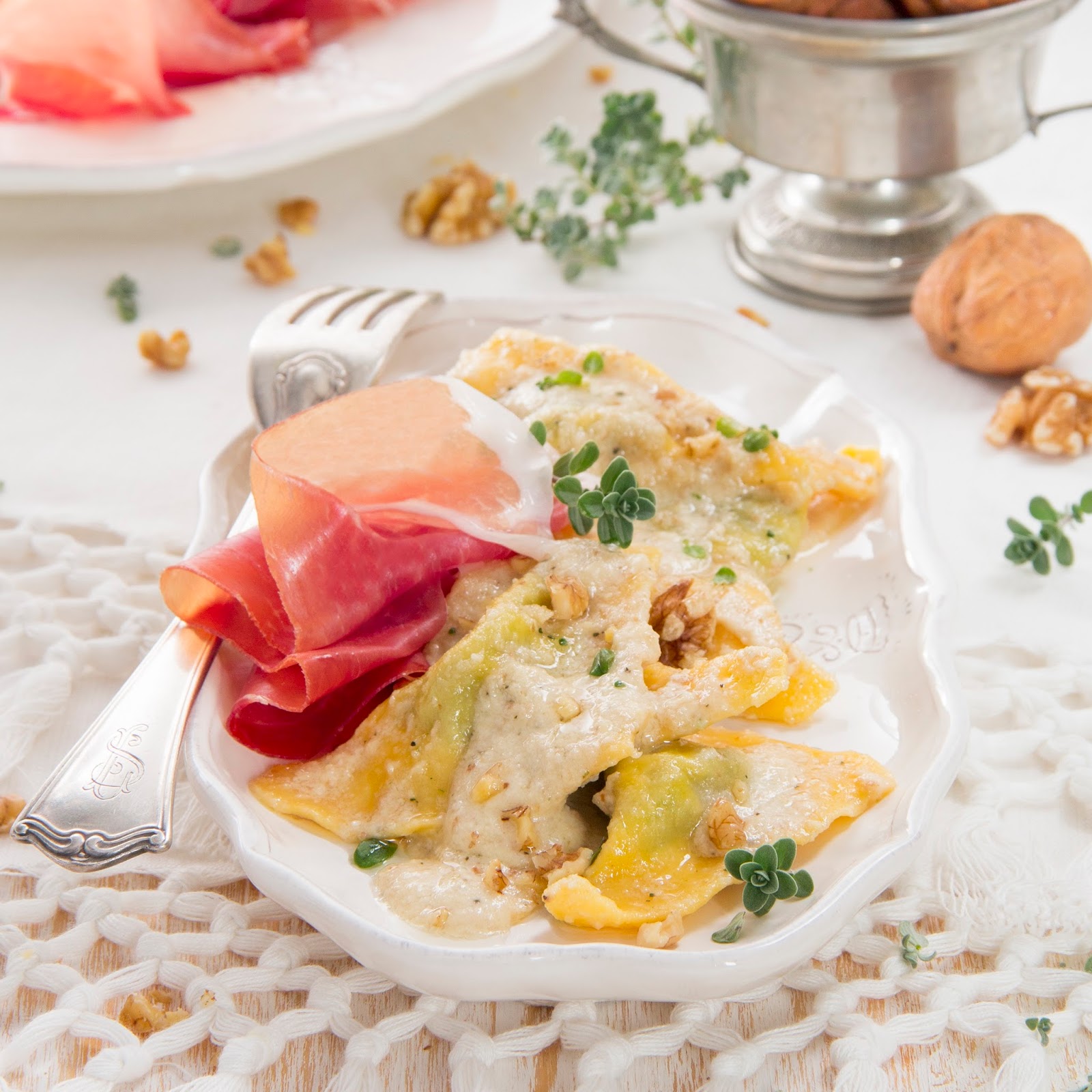 Ravioli With Walnut Pesto And Parma Ham Claire Justine Oxox