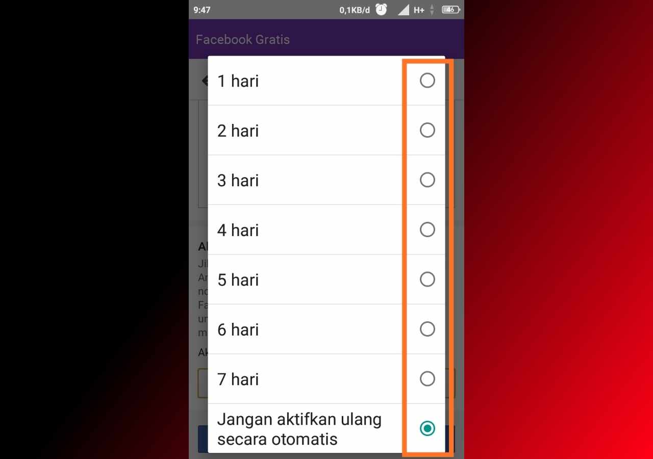 Cara tutup akun FB di HP