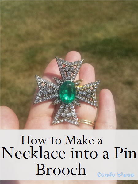 how to upcycle a necklace into a pin brooch