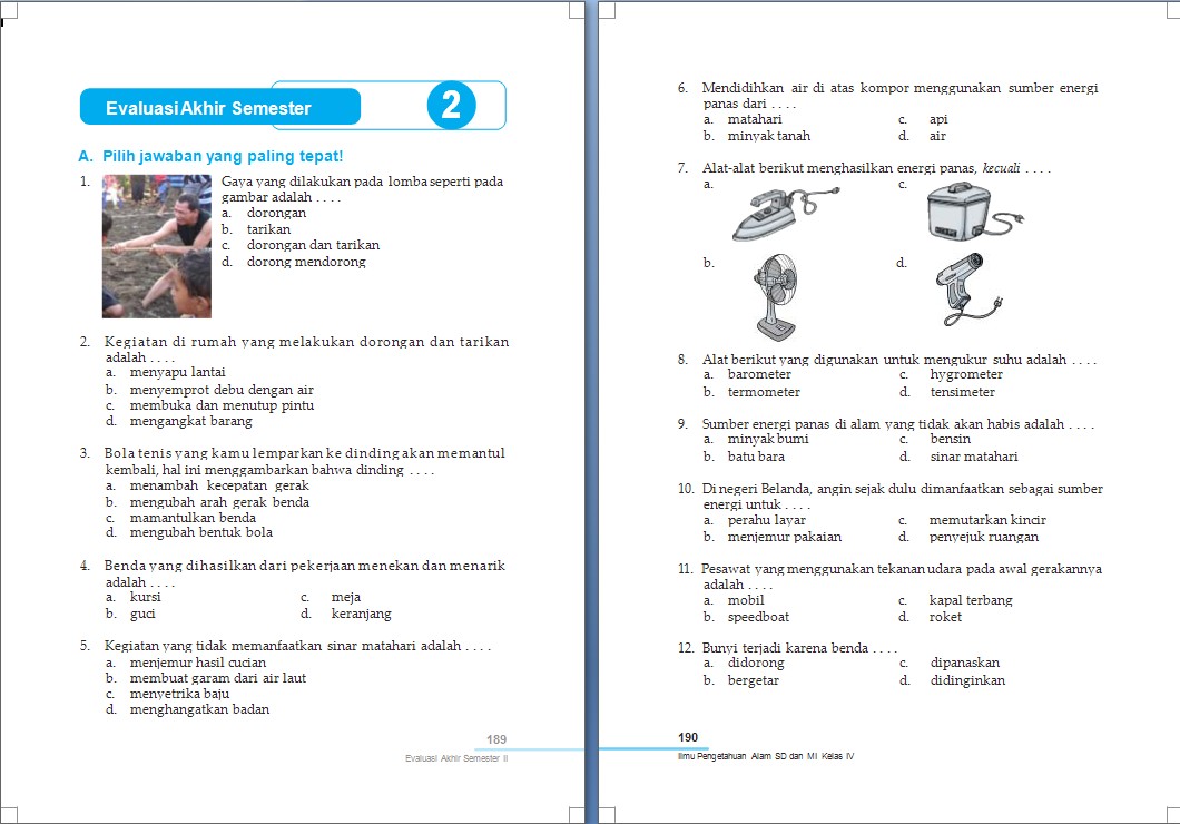 IPA : Soal Evaluasi Akhir Semester 2 Kelas 4 SD ~ Arrayhan e-Learning