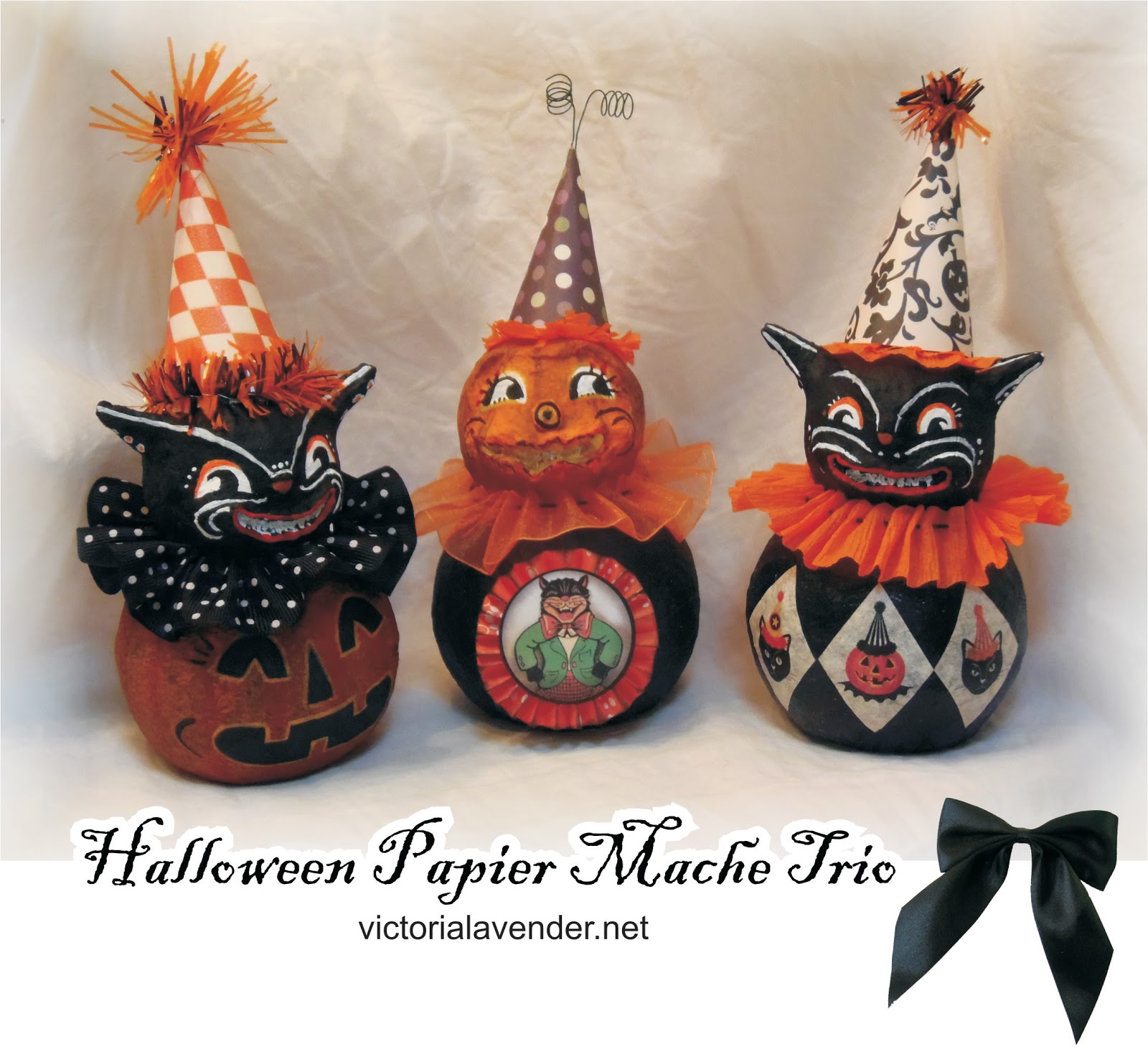 Victoria Lavender Halloween Paper Mache Trio PMTrioGrp02