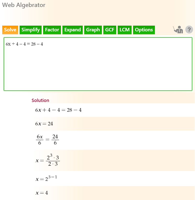 algebra math calculator simplify