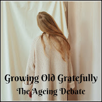 Growing Old Gratefully A woman with long blond hair pictured from behind wearing a cream cardigan