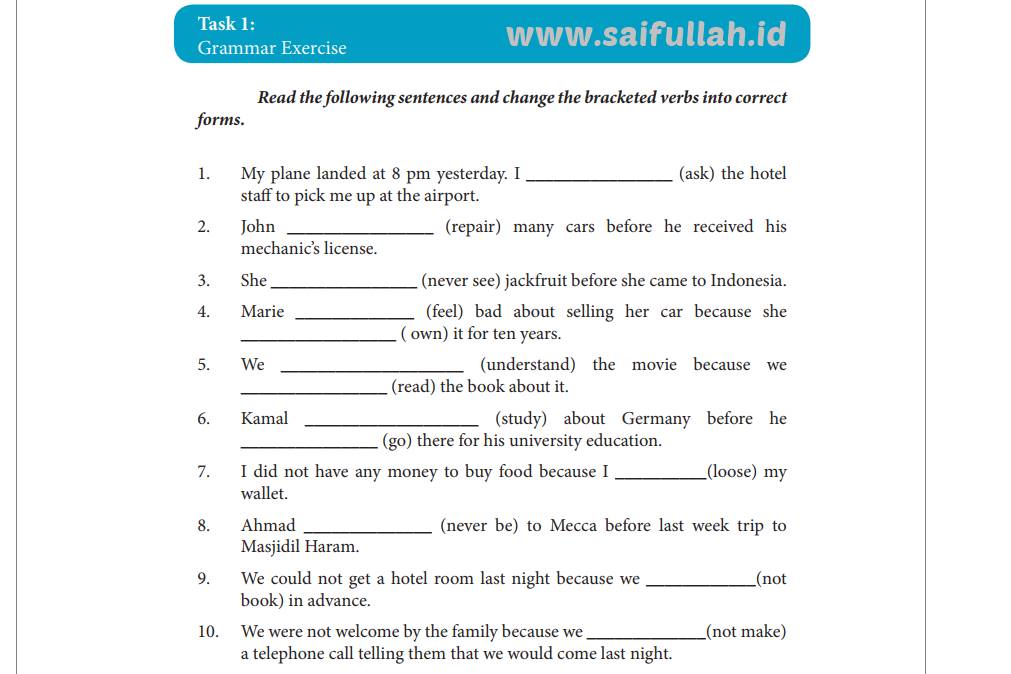 Soal Perfect Tense