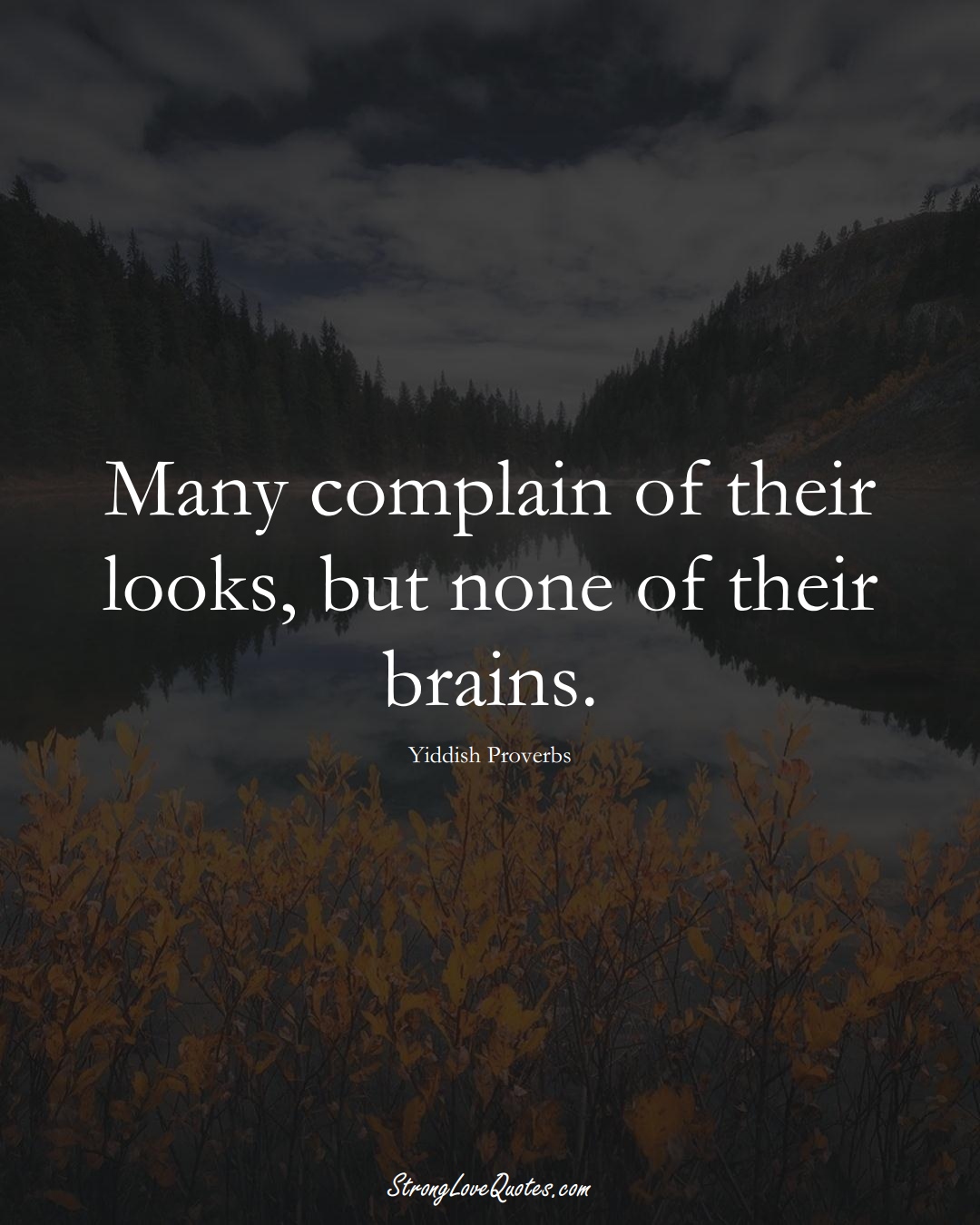 Many complain of their looks, but none of their brains. (Yiddish Sayings);  #aVarietyofCulturesSayings