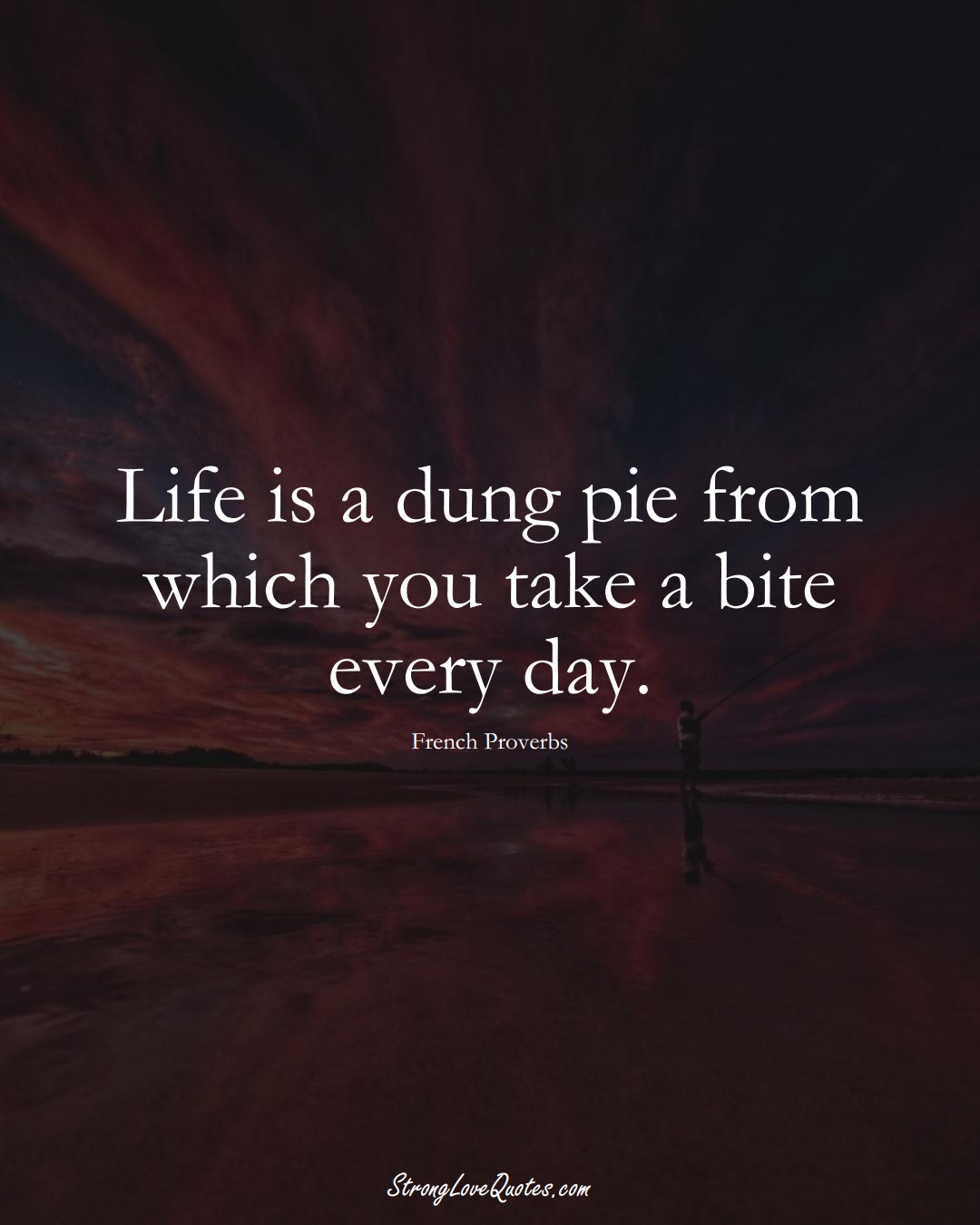Life is a dung pie from which you take a bite every day. (French Sayings);  #EuropeanSayings