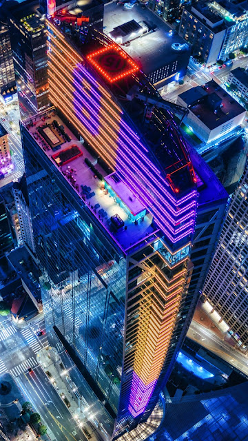 City, Night, Urban, Lights, Buildings, Aerial view