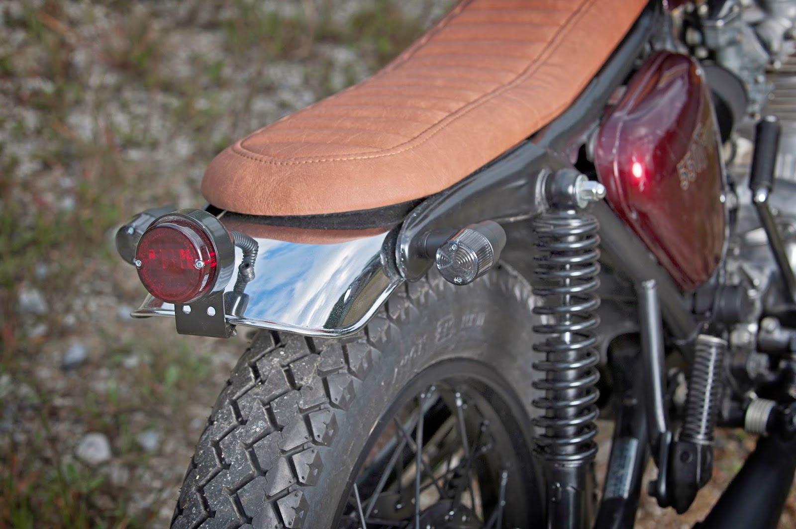 Honda CB550F Crimson Brat Rear, Seat and Tail Light and Rear Tire