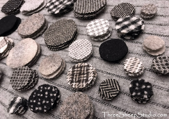 Wool Pennies for Black Licorice Penny Rug by Rose Clay at ThreeSheepStudio.com