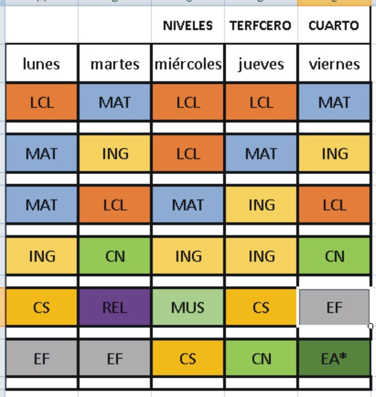 HORARIO TERCER TRIMESTRE