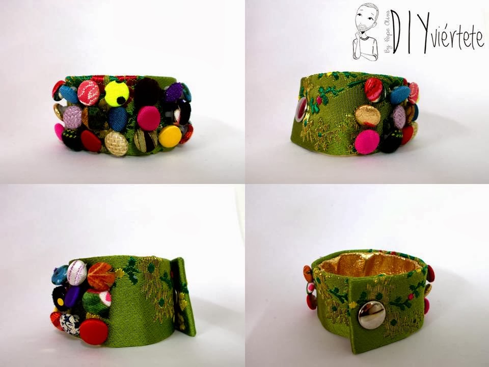 pulsera con botones forrados