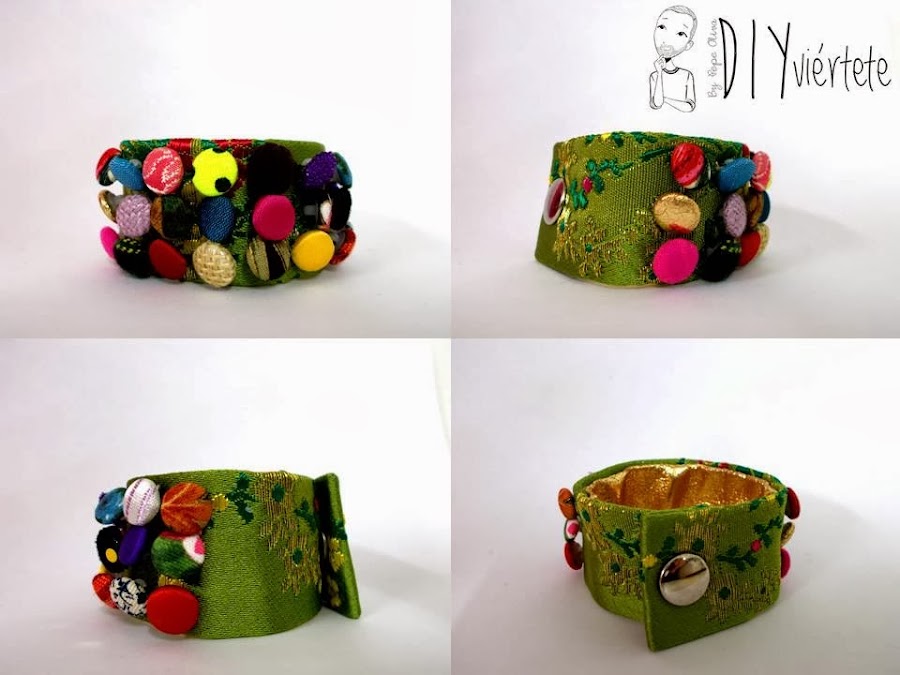 pulsera con botones forrados