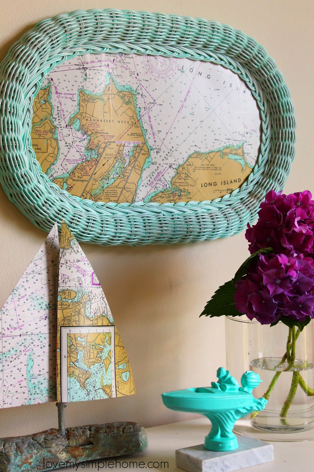 How to repurpose a wicker mirror into a nautical picture frame Love