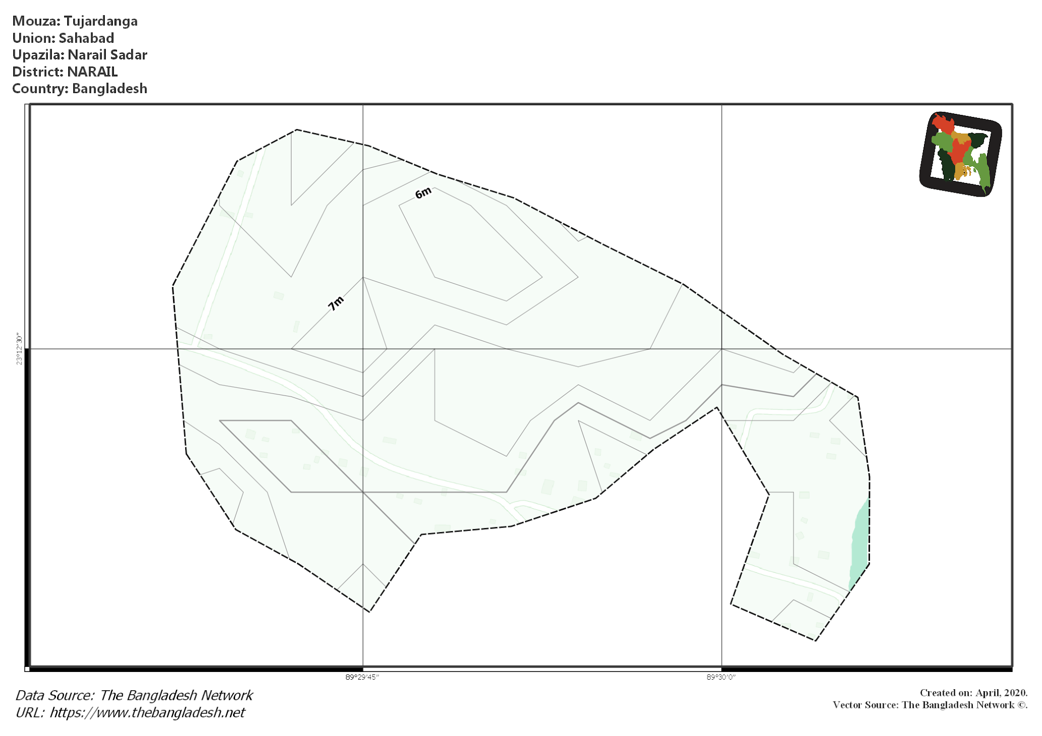 Map of Tujardanga Mouza of Narail Sadar Upazila, NARAIL, Bangladesh.
