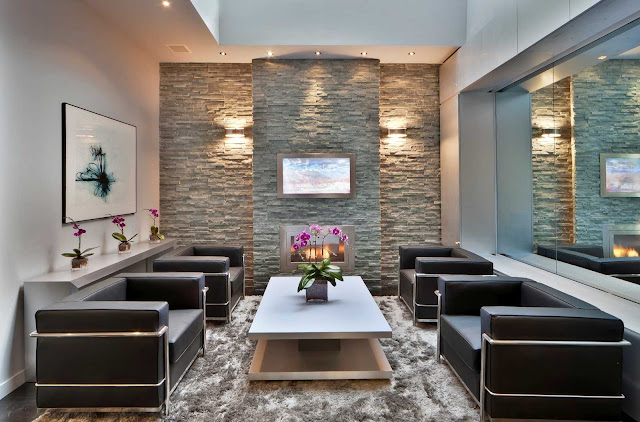 Stone Wall Living Room Design