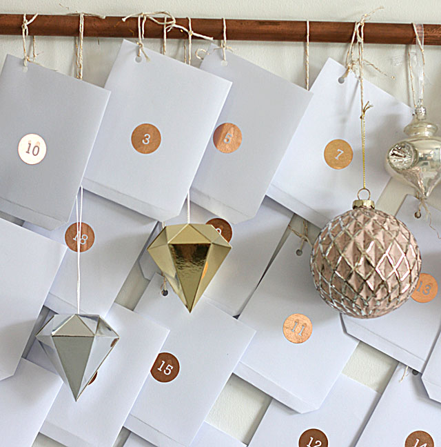 a copper and pastel inspired advent calendar