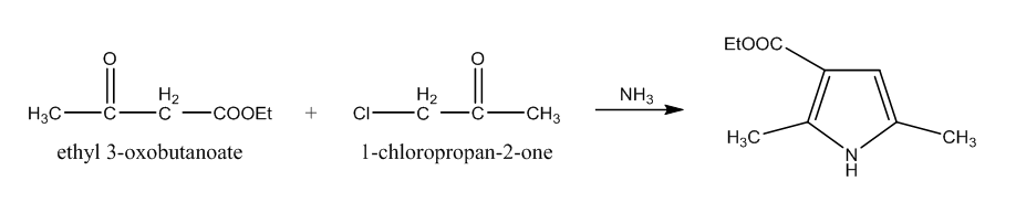 3-   طريقة هانزش لتحضير البيرول Hantzch synthesis