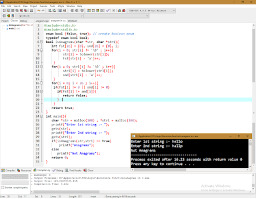 Program in C and C++ to check whether two strings are an anagram or not