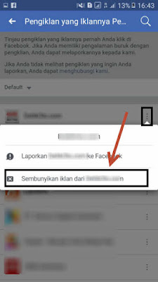 bagaimana cara status iklan di aplikasi facebook android hilang 