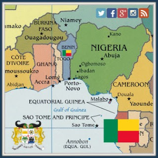 Beninese flag with the map of Benin 