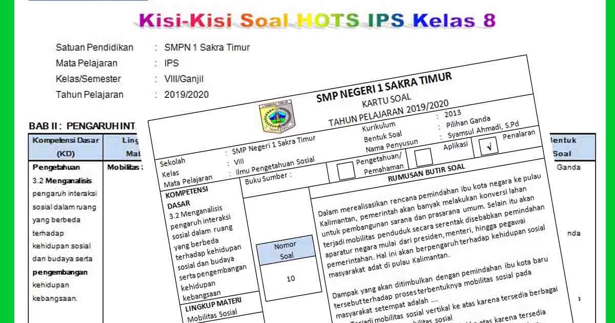 Membuat Soal HOTS IPS Kelas 8 Materi Bab II