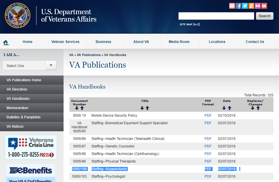 The Hospital Practice Handbook for EAM (Acupuncturist) Practitioners The VA Occupational Code