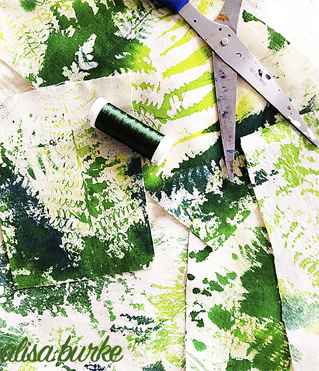 stencil and stamp with ferns