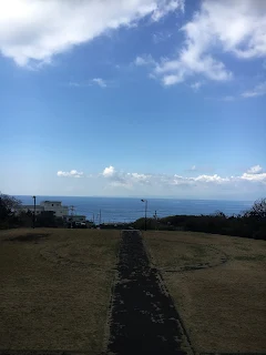 火山博物館から見た海