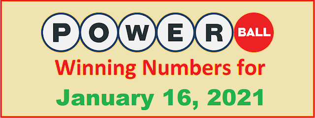 PowerBall Winning Numbers for Saturday, January 16, 2021