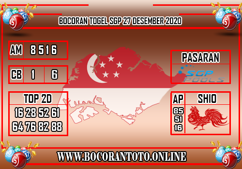 Bocoran Togel SGP 27 Desember 2020 Bocoran SGP 27 Desember 2020