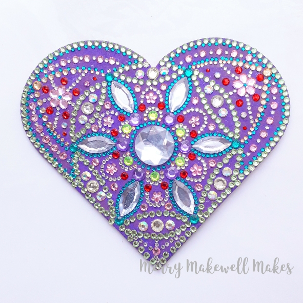 Rhinestone heart mandala - Merry Makewell Makes