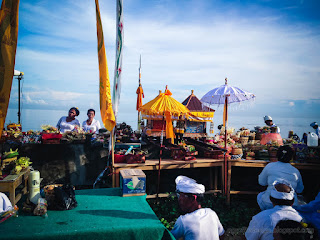 Hindu Balinese Ritual Of Purification Symbol Of God In Melasti Ceremony The Day Before Nyepi At Labuhan Aji Beach